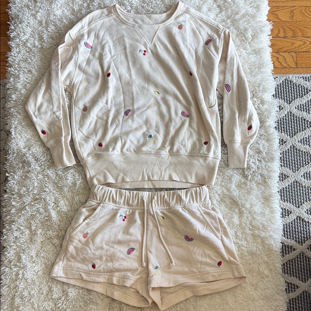 Lou & Grey Cream Embroidered Fruit Sweatshirt And… - image 1